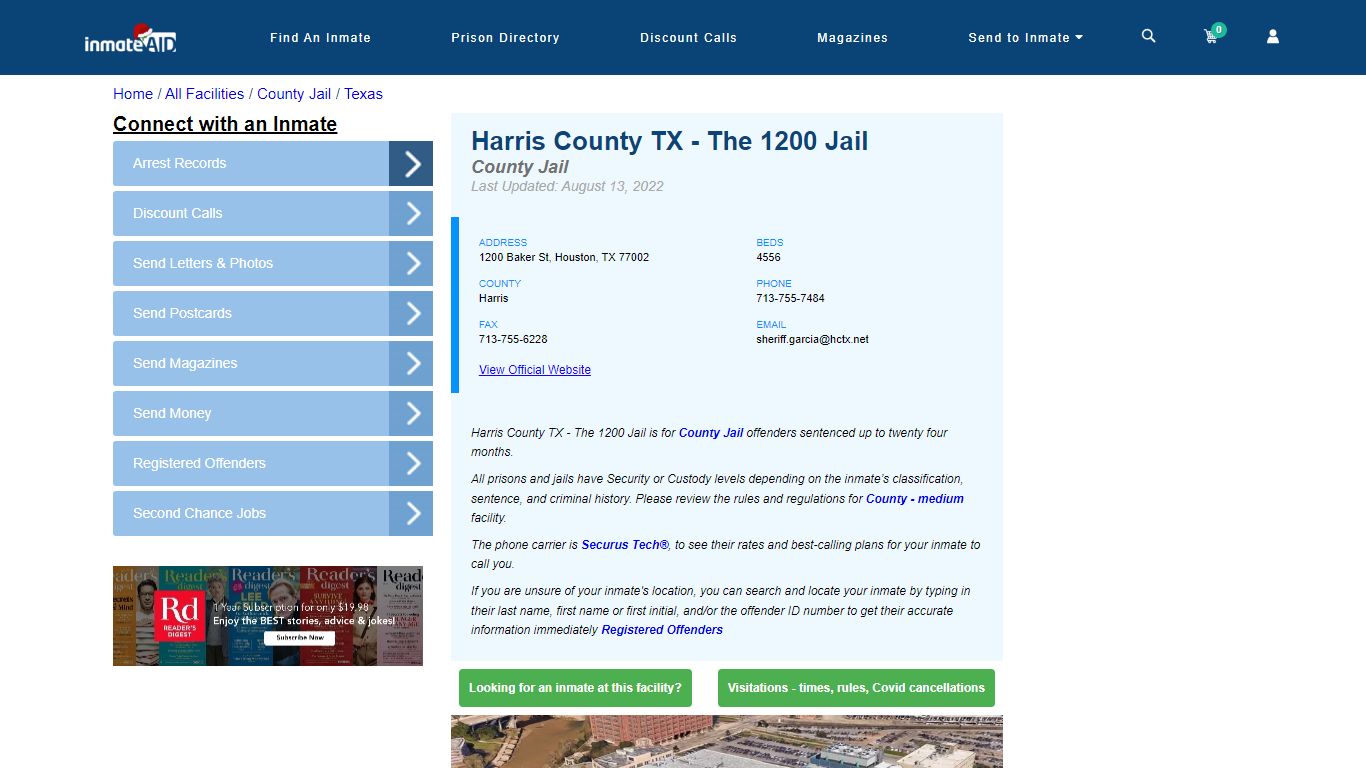 Harris County TX - The 1200 Jail - Inmate Locator - Houston, TX