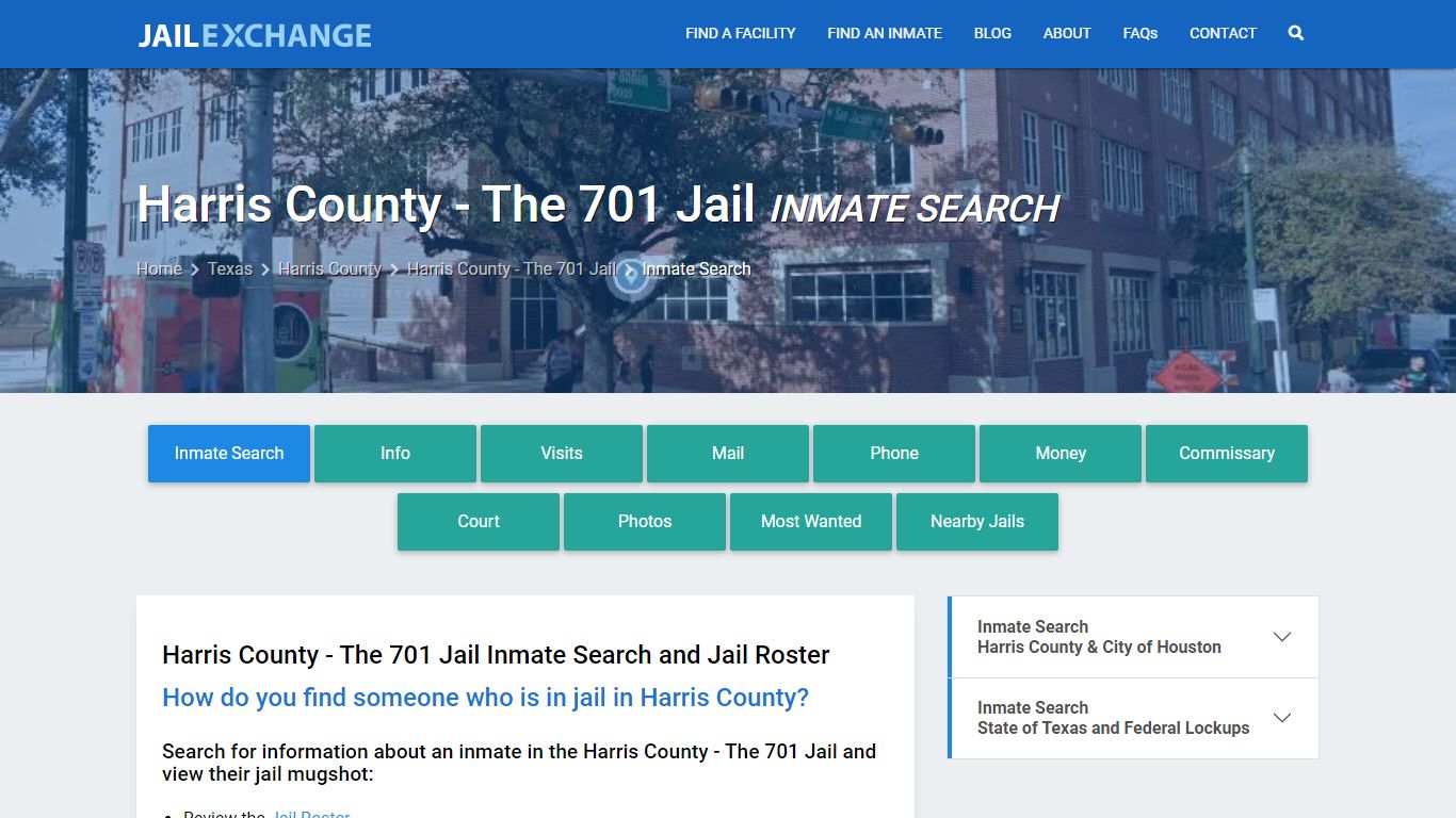 Harris County - The 701 Jail Inmate Search - Jail Exchange